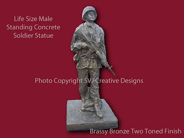 LIFE-SIZE MALE STANDING VIETNAM CONCRETE SOLDIER STATUE - SVJ Creative