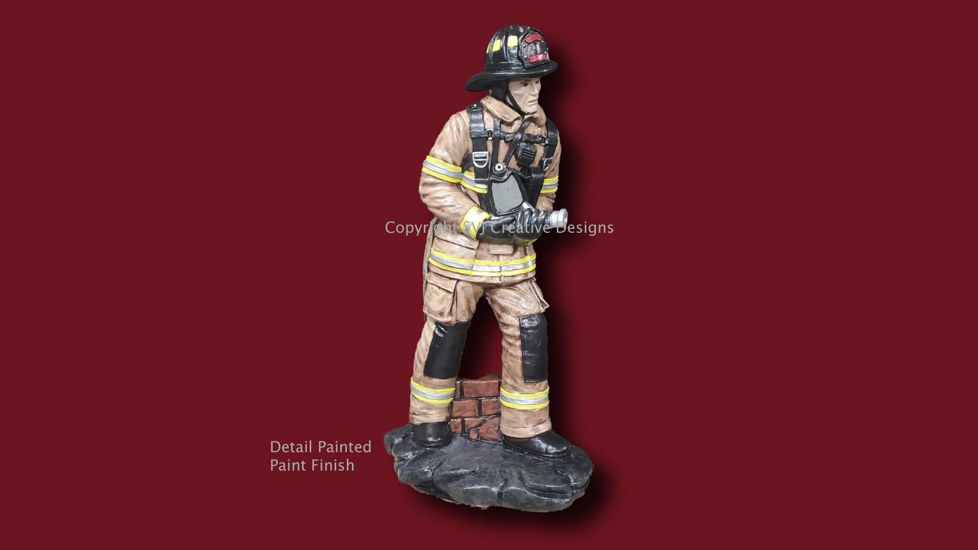 Small Concrete Fireman Leaning Forward